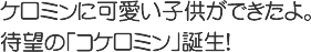 ケロミンに可愛い子供ができたよ。待望の「コケロミン」誕生！